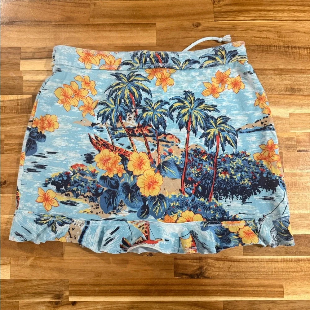 Express Medium Tropical Blue Vacation Mini Skirt - Picture 2 of 3